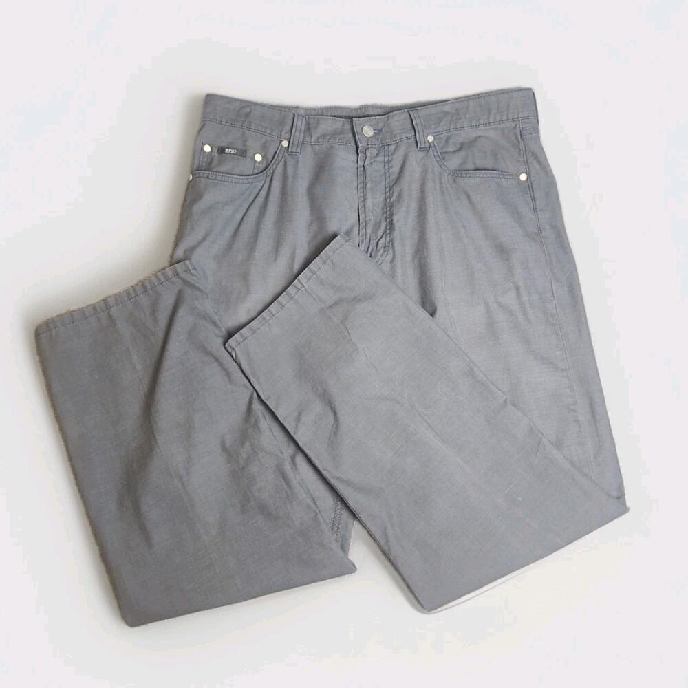 Hugo Boss Men’s Dress Pants Alabama Gray Size 38x32 Flat Front Classic Trousers